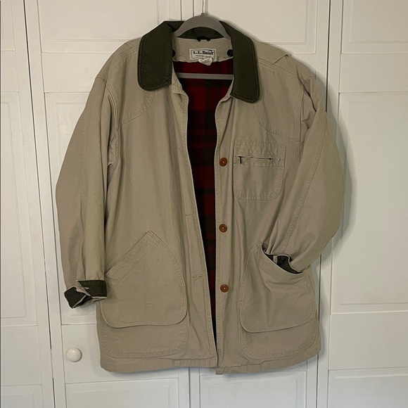 Vintage L.L. Bean Women’s XL Khaki Chore / Barn Coat with Removable Wool Liner - Picture 1 of 11